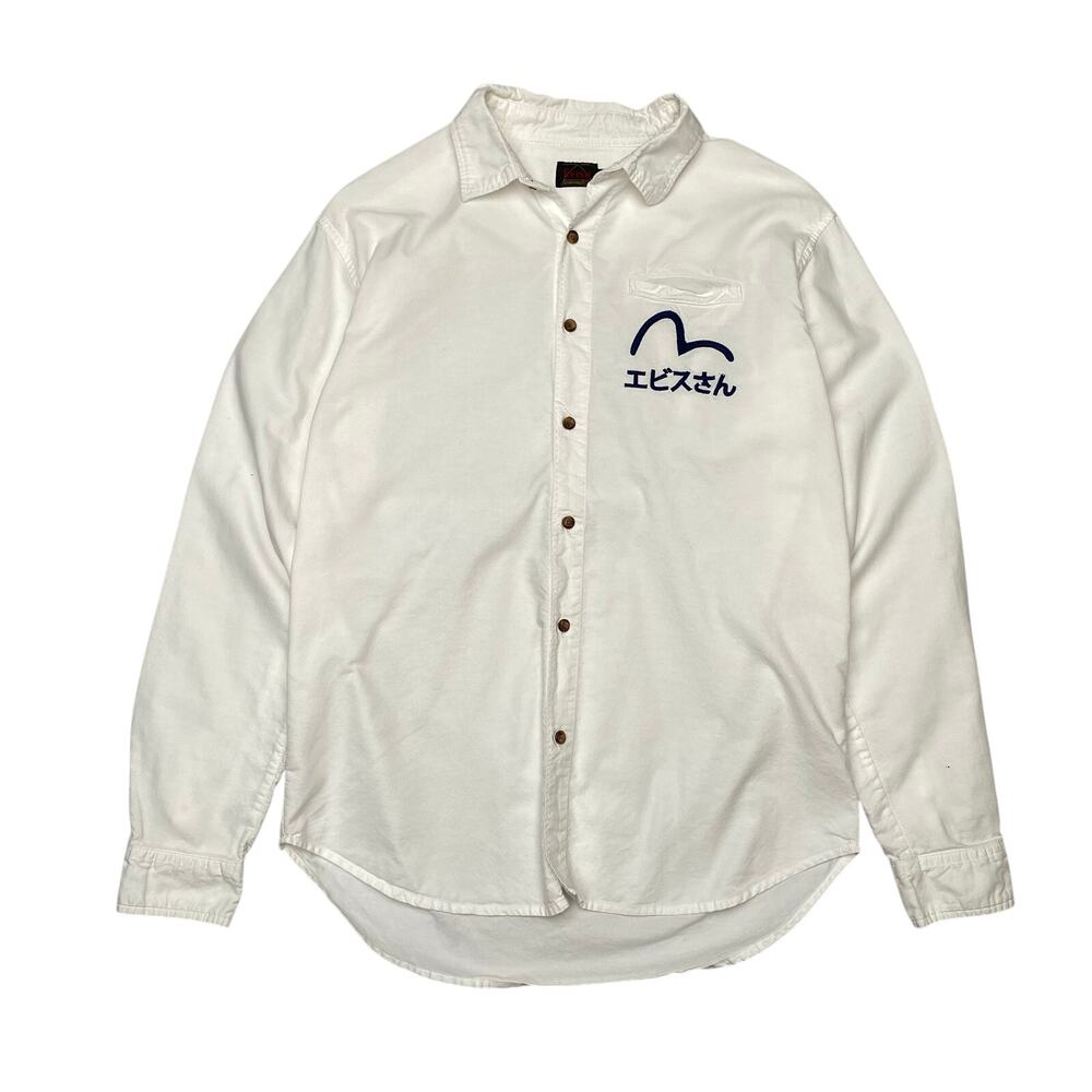 Evisu Seagull Print Oxford Shirt Button Up Men's XL Embroidered Logo Minimalist